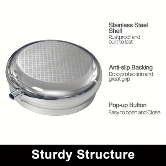 1pc. Peacock Round Pill Box - Picture 5 of 5